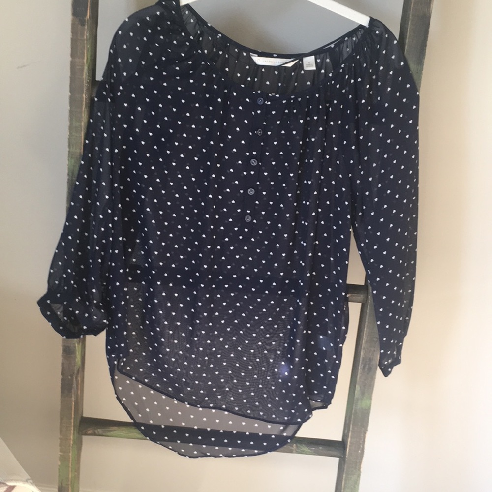 2/$20 Lauren Conrad heart print sheer blouse